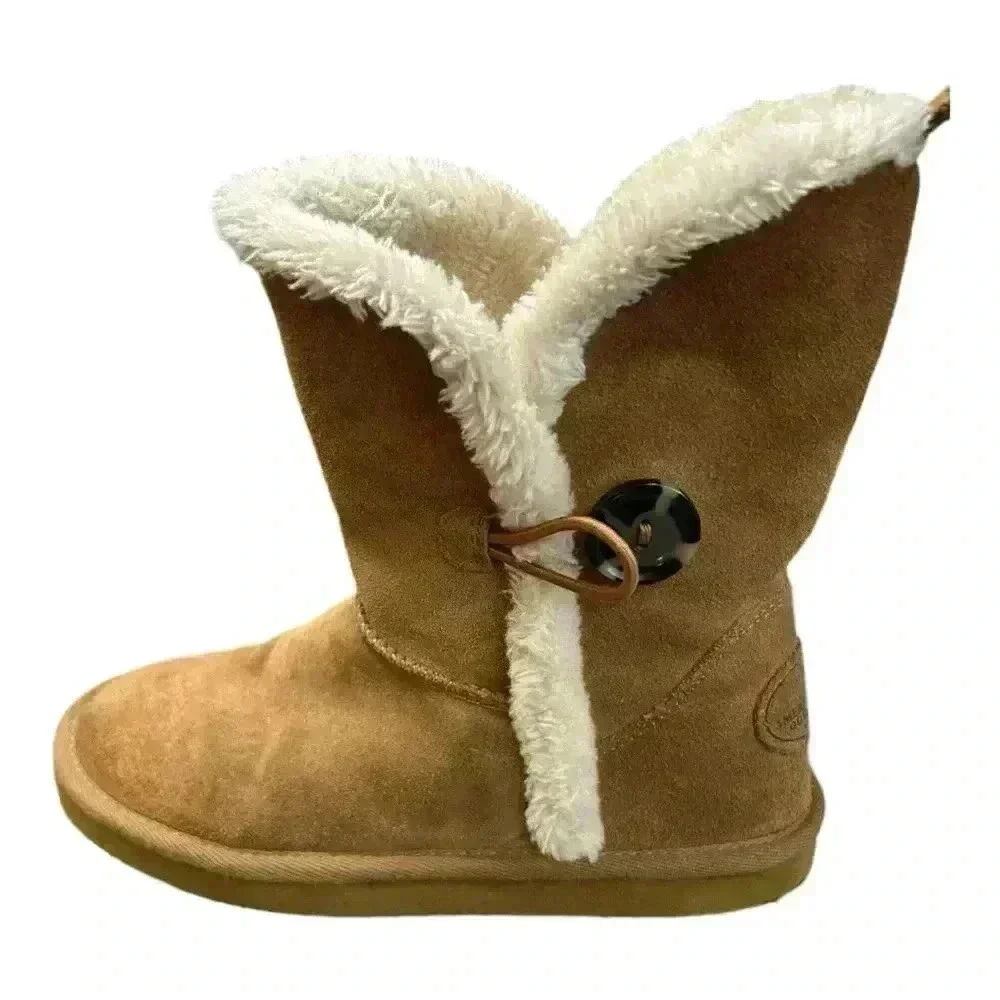 American Eagle Outfitters Tan Suede Faux Fur Lined Boots Women's Size 6 New